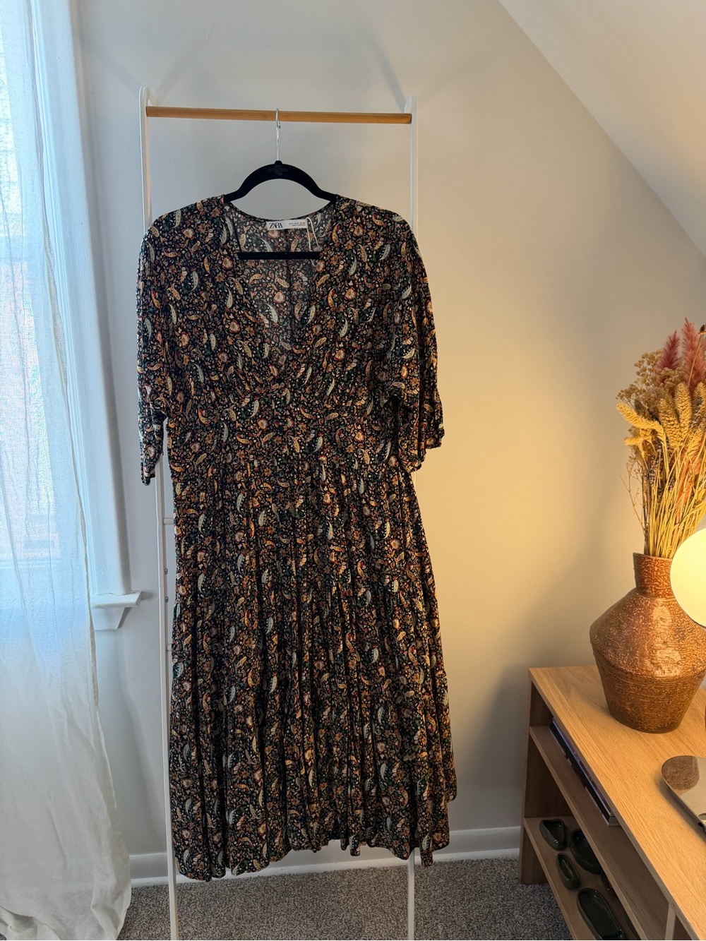 Zara Black Paisley Midi Dress